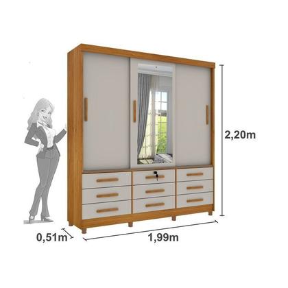 Imagem de Quarto Completo Roupeiro 3 Portas, Cama Casal e Mesa de Cabeceira Chicago