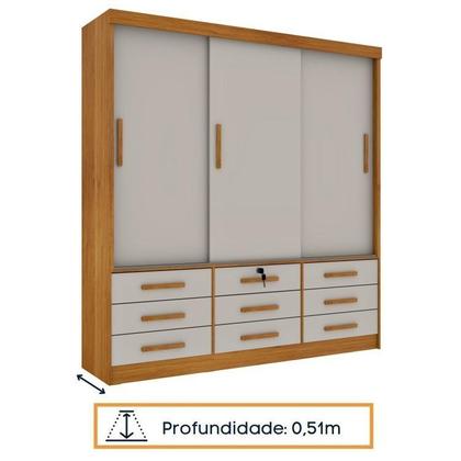 Imagem de Quarto Completo Roupeiro 3 Portas, Cama Casal e Mesa de Cabeceira Chicago Tcil Móveis