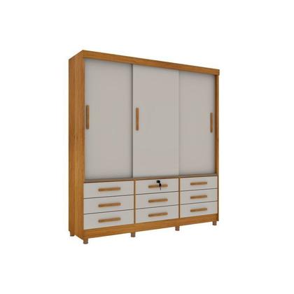 Imagem de Quarto Completo Roupeiro 3 Portas, Cama Casal e Mesa de Cabeceira Chicago Tcil Móveis