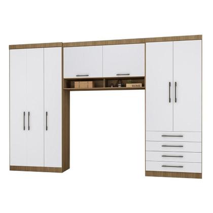 Imagem de Quarto Cs 7 Portas 6 Gavetas E Nichos Paris Luciane Móveis Avelã Pf-branco Pf
