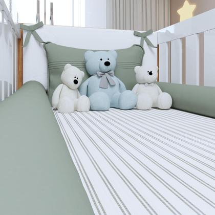 Imagem de Quarto de Bebê 100% MDF Berço Minicama com Colchão, Cômoda e Guarda Roupa 3 Portas Life Branco/Ypê