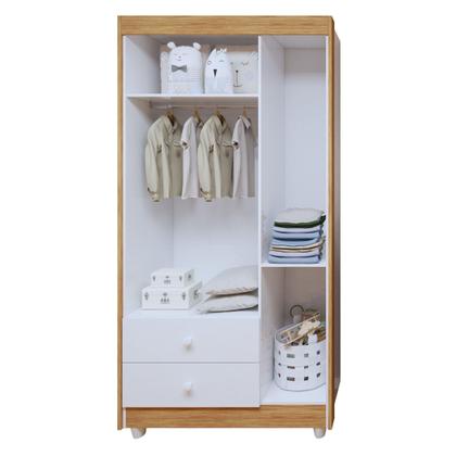 Imagem de Quarto de Bebê 100% MDF Berço Minicama com Colchão, Cômoda e Guarda Roupa 3 Portas Life Branco/Ypê