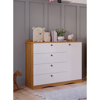 Imagem de Quarto de Bebê 3 Peças com Berço Capitonê Cômoda 4 Gavetas e Guarda Roupa 4 Portas 4 Gavetas Aquarel