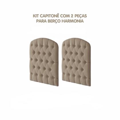 Imagem de Quarto de Bebê 3 Peças com Berço Capitonê Cômoda 4 Gavetas e Guarda Roupa 4 Portas 4 Gavetas Aquarela Espresso Móveis Nature/Branco