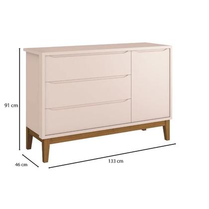 Imagem de Quarto de Bebê 3 Portas New Classic Rosa com Pés Madeira e Colchão Gazin  Reller