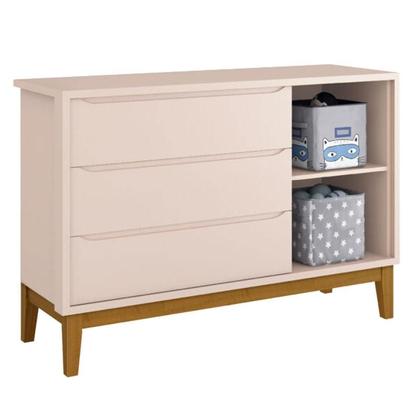 Imagem de Quarto de Bebê 3 Portas New Classic Rosa com Pés Madeira e Colchão Gazin  Reller