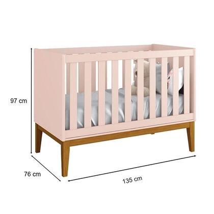 Imagem de Quarto de Bebê 3 Portas New Classic Rosa com Pés Madeira e Colchão Gazin  Reller