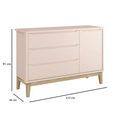 Imagem de Quarto de Bebê 3 Portas New Classic Rosa com Pés Madeira Natural e Colchão Gazin  Reller