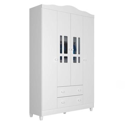 Imagem de Quarto de Bebê 4 Portas com Gaveteiro Ariel e Berço Mirelle Branco Brilho - Carolina