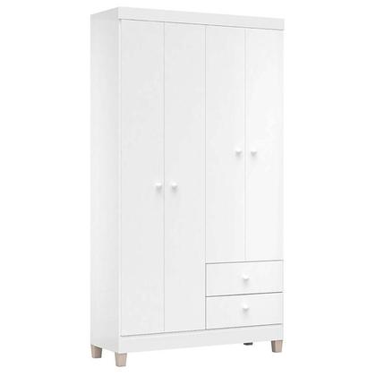 Imagem de Quarto de Bebê 4 Portas com Gaveteiro Ternura Baby e Berço Lara Branco Brilho - Incorplac