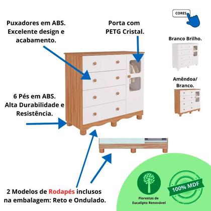Imagem de Quarto De Bebê Amêndoa Completo Berço Guarda-Roupa Cômoda MDF