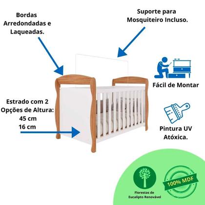 Imagem de Quarto De Bebê Amêndoa Completo Berço Guarda-Roupa Cômoda MDF