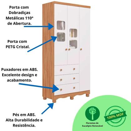 Imagem de Quarto De Bebê Amêndoa Completo Berço Guarda-Roupa Cômoda MDF