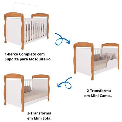 Imagem de Quarto De Bebê Amêndoa Completo Berço Guarda-Roupa Cômoda MDF