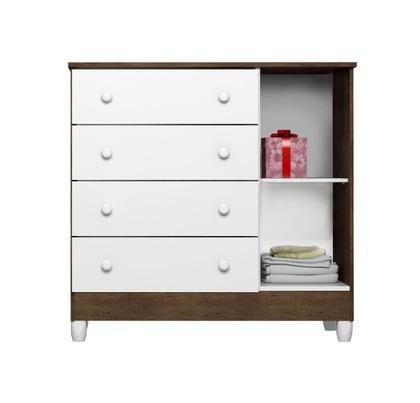 Imagem de Quarto de Bebê Ariel 3 Portas com Berço Mirelle Branco Acetinado Amadeirado  Carolina