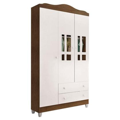 Imagem de Quarto de Bebê Ariel 3 Portas com Gaveteiro e Berço Americano Lila Branco Acetinado Amadeirado - Carolina