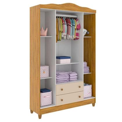 Imagem de Quarto De Bebê Ariel 4 Portas Com Berço Americano Mirelle Off White Bétula Com Colchão Gazin -carolina Baby