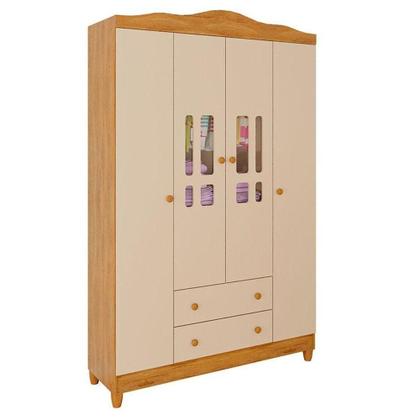 Imagem de Quarto De Bebê Ariel 4 Portas Com Berço Americano Mirelle Off White Bétula Com Colchão Gazin -carolina Baby