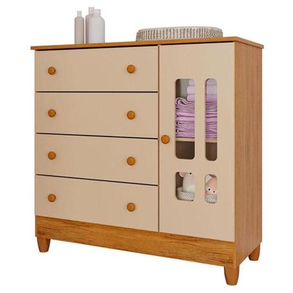 Imagem de Quarto De Bebê Ariel 4 Portas Com Berço Americano Mirelle Off White Bétula Com Colchão Gazin -carolina Baby