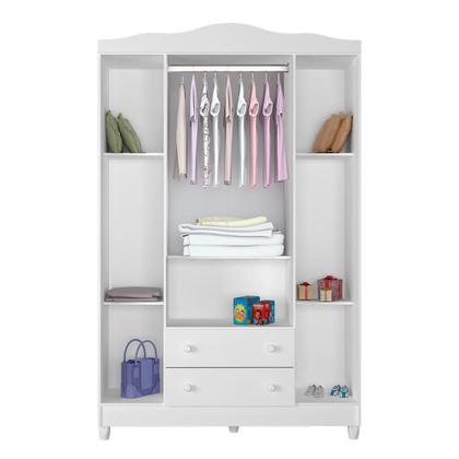 Imagem de Quarto de Bebê Ariel Berço 3x1 Lila Guarda Roupa 4 Portas Cômoda com Porta Branco Carolina Baby