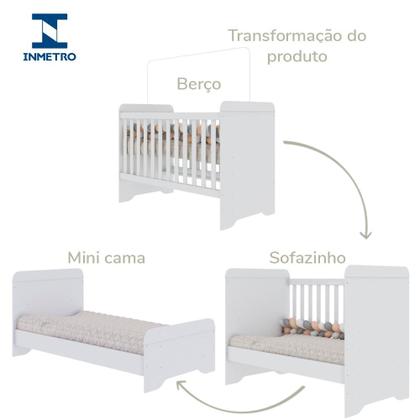 Imagem de Quarto de Bebê Berço 3 em 1 Gabrielle Guarda Roupa 4 Portas Cômoda com Porta Fraldario Infantil Branco Carolina Baby
