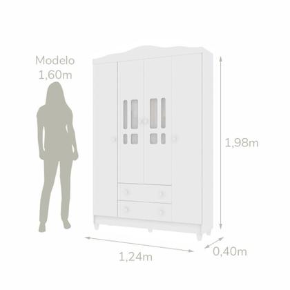 Imagem de Quarto de Bebê Berço 3 em 1 Gabrielle Guarda Roupa 4 Portas Cômoda com Porta Fraldario Infantil Branco Carolina Baby
