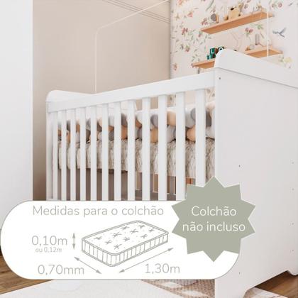 Imagem de Quarto de Bebê Berço 3 em 1 Gabrielle Guarda Roupa 4 Portas Cômoda com Porta Fraldario Infantil Branco Carolina Baby