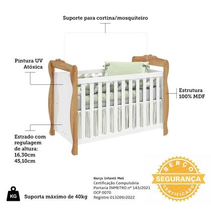 Imagem de Quarto de Bebê Berço 3 em 1, Guarda-roupa e Cômoda com Janelas 100% MDF Aurora Espresso Móveis