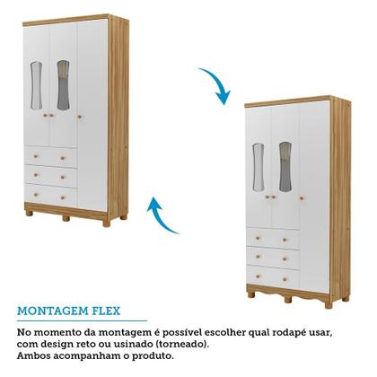 Imagem de Quarto de Bebê Berço 3 em 1, Guarda-roupa e Cômoda com Janelas 100% MDF Aurora Espresso Móveis