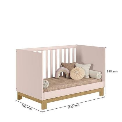 Imagem de Quarto De Bebê Berço Colchão E Cômoda Slim Padrão Americano Rosa Acetinado
