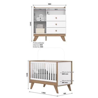 Imagem de Quarto de Bebê Berço e Cômoda Noah Espresso Móveis