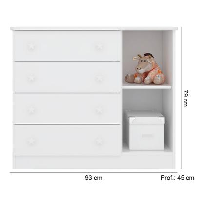 Imagem de Quarto de Bebê Berço Gemeos c/ Rodízios Colchão Nana Nenem e Cômoda Doce Sonho Branco Qmovi Umaflex