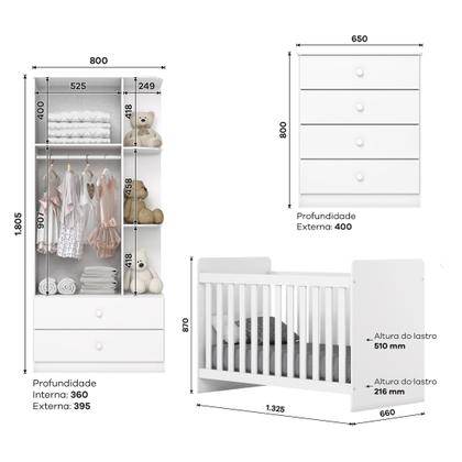 Imagem de Quarto de Bebê Berço Guarda-Roupa e Cômoda Sonho Encantado Espresso Móveis