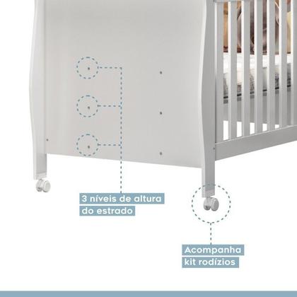 Imagem de Quarto de Bebê Berço Mini Cama com Colchão, Cômoda 1 Porta 4 Gavetas e Roupeiro 4 Portas 3 Gavetas