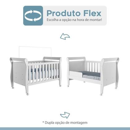 Imagem de Quarto de Bebê Berço Mini Cama com Colchão, Cômoda 1 Porta 4 Gavetas e Roupeiro 4 Portas 3 Gavetas