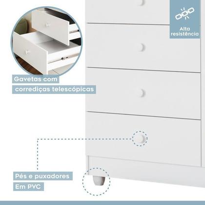 Imagem de Quarto de Bebê Berço Mini Cama com Colchão, Cômoda 1 Porta 4 Gavetas e Roupeiro 4 Portas 3 Gavetas