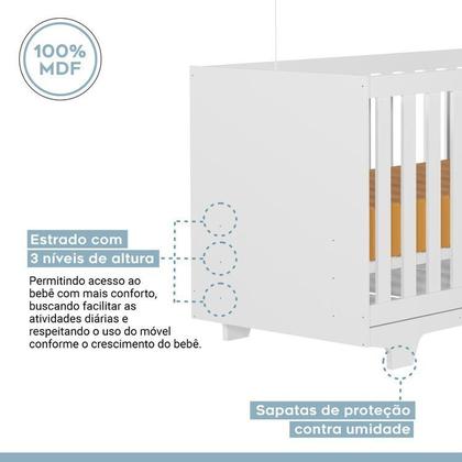 Imagem de Quarto de Bebê Berço Mini Cama com Colchão, Cômoda 1 Porta 4 Gavetas e Roupeiro 4 Portas 3 Gavetas