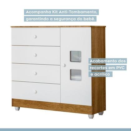 Imagem de Quarto de Bebê Berço Mini Cama, Cômoda Porta 4 Gavetas Life e Roupeiro Flocos 3 Portas 2 Gavetas
