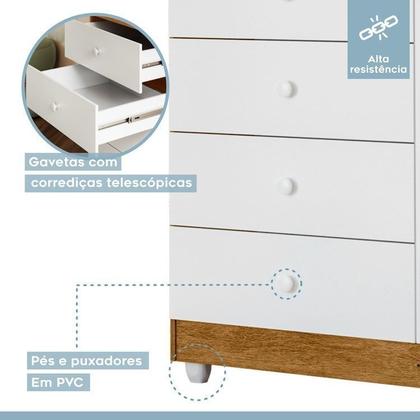 Imagem de Quarto de Bebê Berço Mini Cama, Cômoda Porta 4 Gavetas Life e Roupeiro Flocos 3 Portas 2 Gavetas