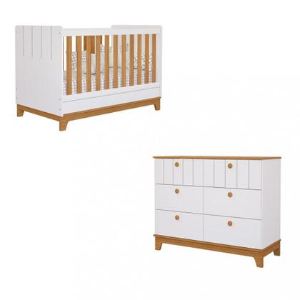 Imagem de Quarto de Bebê Berço Mini Cama e Cômoda 6 gavetas Liza Permobili