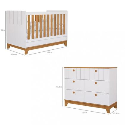 Imagem de Quarto de Bebê Berço Mini Cama e Cômoda 6 gavetas Liza Permobili