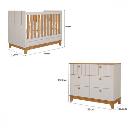 Imagem de Quarto de Bebê Berço Mini Cama e Cômoda 6 gavetas Liza Permobili