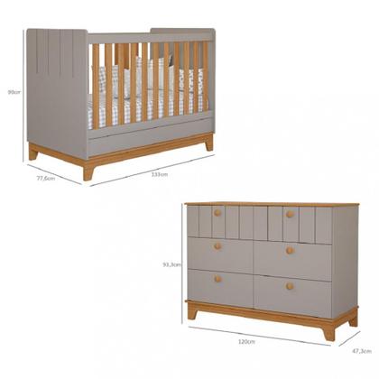 Imagem de Quarto de Bebê Berço Mini Cama e Cômoda 6 gavetas Liza Permobili