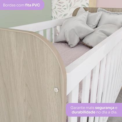 Imagem de Quarto de Bebê Berço Mini Cama Guarda Roupa e Cômoda Sonho Encantado Espresso Móveis Rústico/Branco