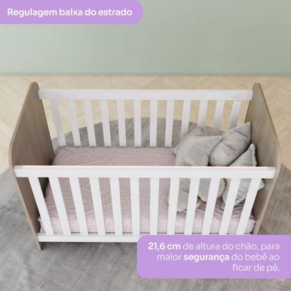 Imagem de Quarto de Bebê Berço Mini Cama Guarda Roupa e Cômoda Sonho Encantado Espresso Móveis Rústico/Branco