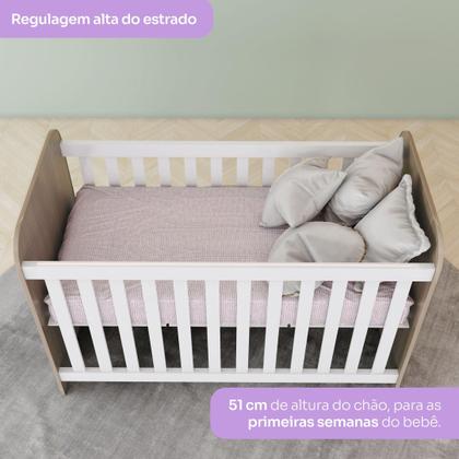 Imagem de Quarto de Bebê Berço Mini Cama Guarda Roupa e Cômoda Sonho Encantado Espresso Móveis Rústico/Branco