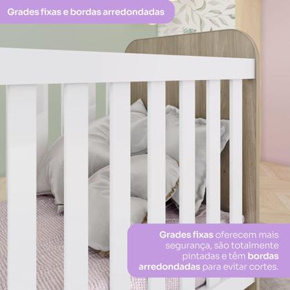 Imagem de Quarto de Bebê Berço Mini Cama Guarda Roupa e Cômoda Sonho Encantado Espresso Móveis Rústico/Branco