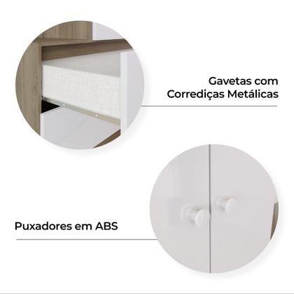 Imagem de Quarto de Bebê Berço Mini Cama Guarda Roupa e Cômoda Sonho Encantado Espresso Móveis Rústico/Branco