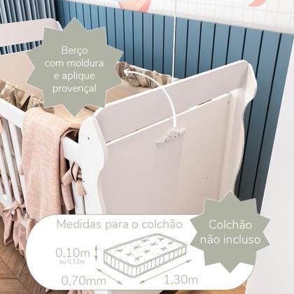 Imagem de Quarto de Bebê Berço Mini Cama Provençal Lisa Cômoda com Porta Fraldario Infantil Branco Carolina Baby
