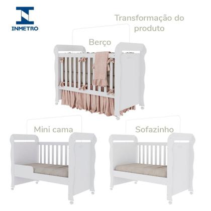 Imagem de Quarto de Bebê Berço Mini Cama Provençal Lisa Cômoda com Porta Fraldario Infantil Branco Carolina Baby